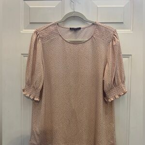 Adrianna Papell Light Pink Polka Dot Blouse, Size L
